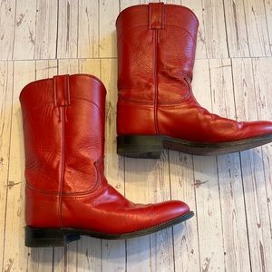Justin leather red boots